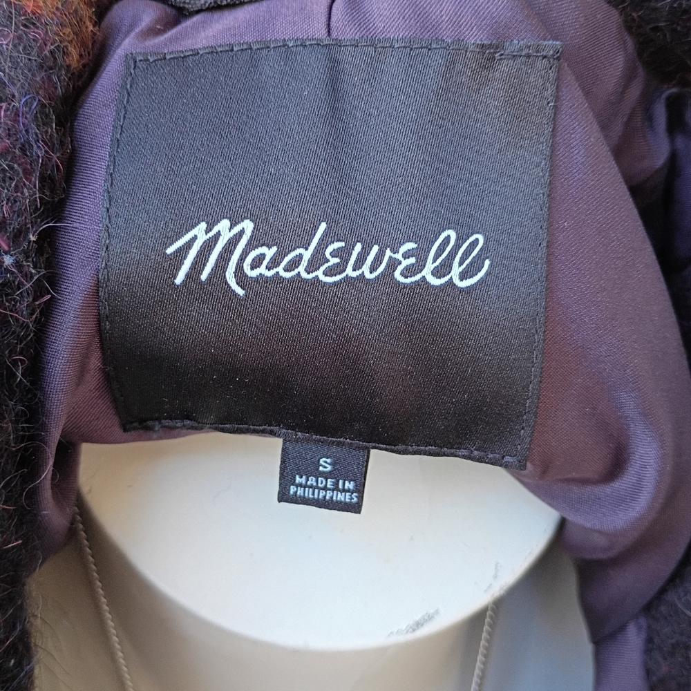 MADEWELL SZ S OVERSIZED SOICED RUM WINDOWPANE LONG COAT NWOT RTL $199 - Picture 9 of 11